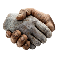 Dirty hands handshake concept agreement partnership success collaboration isolated on transparent background png