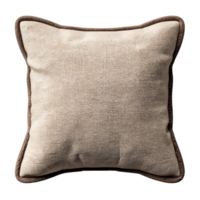 Square cushion beige fabric home decor throw pillow for interior isolated on transparent background png