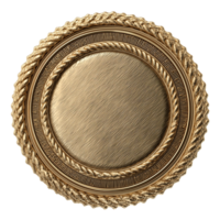 Gold medal award round frame design element for certificate or logo use isolated on transparent background png