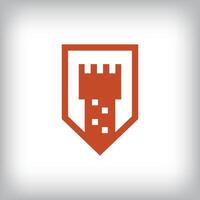 Unique protected tower and castle logo design. vector