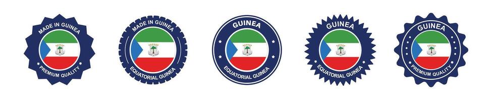 equatorial guinea product label set. equatorial guinea flag, premium made in equatorial guinea . Labels, seals, stamps, flags, icons vector