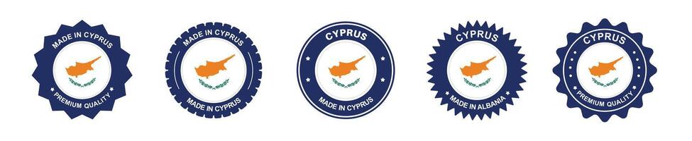 cyprus product label set. cyprus flag, premium made in cyprus. Labels, seals, stamps, flags, icons. vector