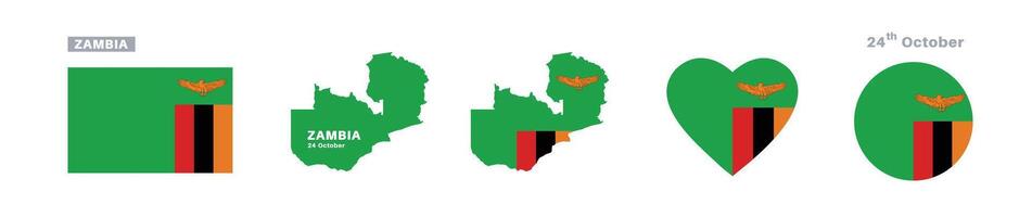 Zambia flag and Independence Day symbols vector