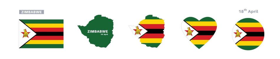 Zimbabwe flag icons and shapes vector