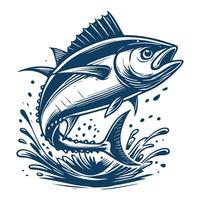 Tuna Fish Jumping Illustration Design, Ai Generate vector