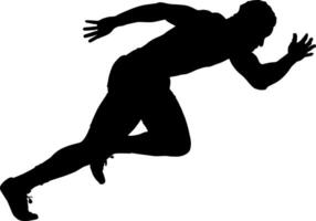 Silhouette of a sprinting athlete in motion, isolated vector