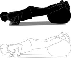 Person Doing Push-ups with Feet on Exercise Ball vector