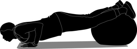 Man Performing Push-ups with Feet on Exercise Ball vector