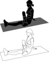 Seated Hamstring Stretch Exercise Demonstration on Mat vector
