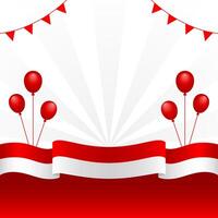 White copy space background with Indonesian flag and red balloons. Indonesian flag background template with gradient color design suitable for celebrate important days in Indonesia vector