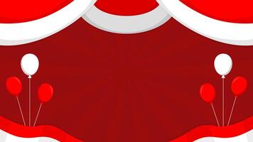 Red and white Indonesia themed horizontal background with copy space for text and balloons on each side perfect for celebrate important days in Indonesia such an Independence Day on August 17 vector