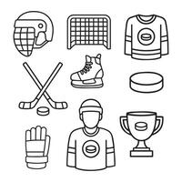 ice hockey line icon set vector