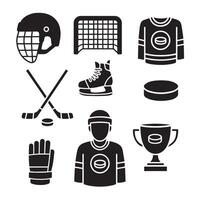 ice hockey solid icon set vector