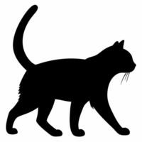 Silhouette of a black cat with arched back in side view vector