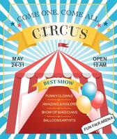 Circus show colorful poster with red tent vector