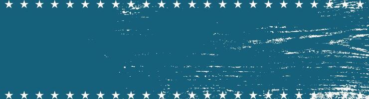 Grunge blue background with white stars border design vector