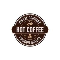 This logo features a bold, modern design that represents a coffee company. The circular emblem highlights premium quality hot coffee with the year of establishment. Perfect for branding. vector