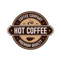 This logo represents a coffee company established in 1980, highlighting hot coffee and premium quality in a vintage design. Ideal for branding, advertising, and template usage. vector