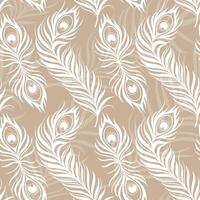 White feather pattern on beige vector