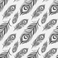 Black and white peacock feather pattern vector