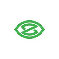 letter z simple geometric lines leaf green logo vector