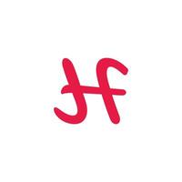 letters hf simple curves linked logo vector