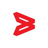 letter b triangles arrow red simple logo vector