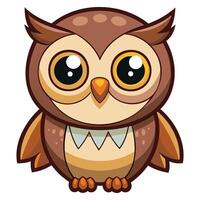 Adorable Chibi Owl with Expressive Eyes vector