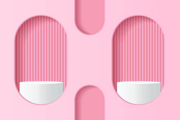 Abstract 3D pink podium background. Modern minimalist mockup.