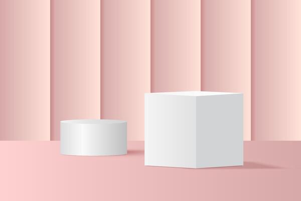 Abstract 3D pink podium background. Modern minimal mockup for product display presentation.