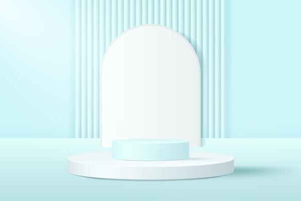 Abstract 3D blue podium background. Modern minimalist mockup.