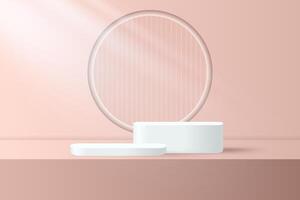 Minimalist geometric shapes on pink background vector