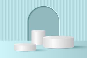 White pedestals on a blue background vector