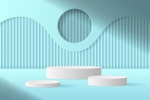 Geometric platforms in blue background vector