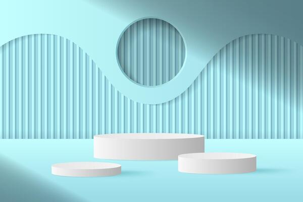 Abstract 3D blue podium background. Modern minimalist mockup
