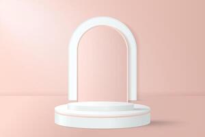 Abstract 3D beige podium background. Modern minimalist mockup for product display presentation vector
