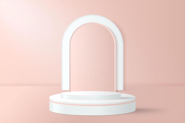 Abstract 3D beige podium background. Modern minimalist mockup for product display presentation