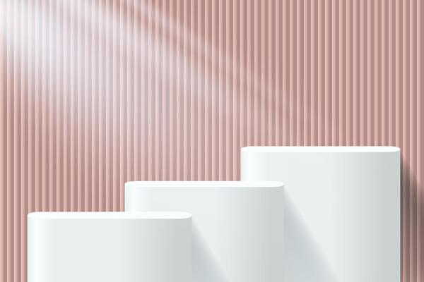 Abstract 3D pink gold podium background.