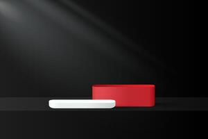 Abstract 3D black and red podium background. Modern minimalist mockup for product display presentation. vector