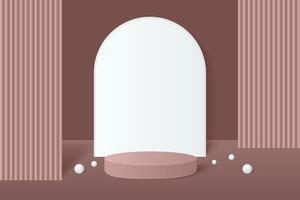 Abstract 3D pink gold podium background. Modern minimalist mockup for product display presentation. vector