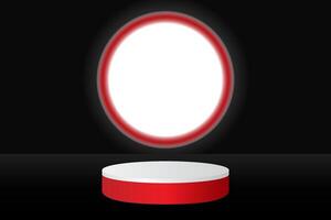 Minimali abstract 3D black and red podium background. Modern minimalist mockup for product display presentation. vector