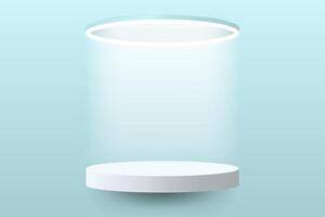 Abstract 3D podium with spot light on blue studio background. vector