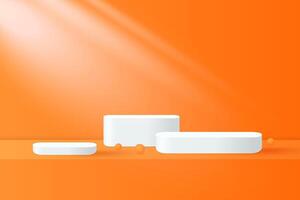 Abstract 3D orange podium background. Modern minimalist mockup for product display presentation vector