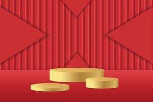 Abstract 3D red podium background. Modern minimalist mockup for product display presentation. vector