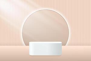 Abstract 3D beige podium background. Modern minimalist mockup for product display presentation. vector