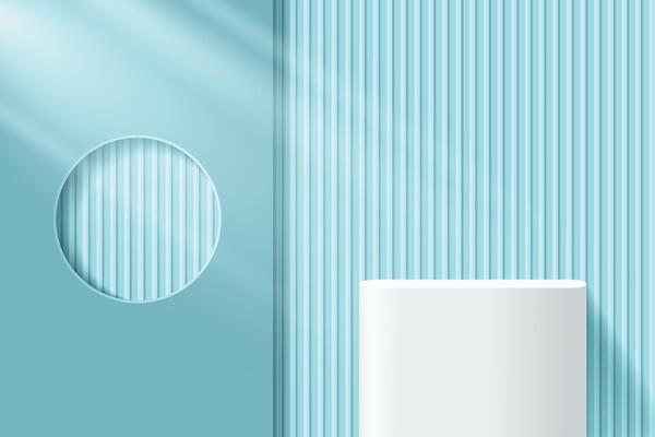 Abstract 3D blue podium background. Modern minimalist mockup for product display presentation.