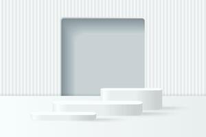 Abstract 3D white podium background. Modern minimalist mockup for product display presentation vector