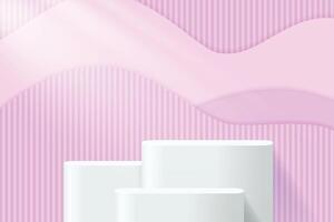 Minimal abstract 3D pink podium background vector