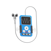 Digital voice recorder radio 3d icon. Digital voice recorder with earbuds png