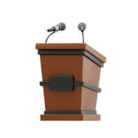 Tribune 3d icon. Empty podium with two microphones png